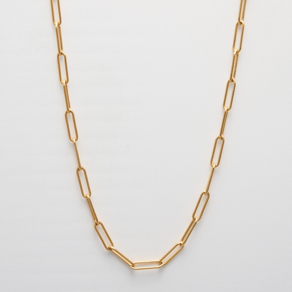 Paper clip gold filled necklace